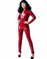 Burgundy Gloss PVC Catsuit with 3-Way Zipper - up to 6XL