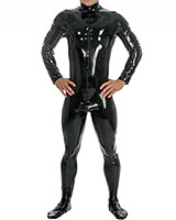 Glued Black Latex Catsuit with Feet and 2-Way Zipper