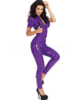 Datex Catsuit with Breast Zippers and Short Sleeves