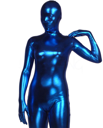 Blauer Metallic Look Zenshin Tights-Anzug mit Optionen
